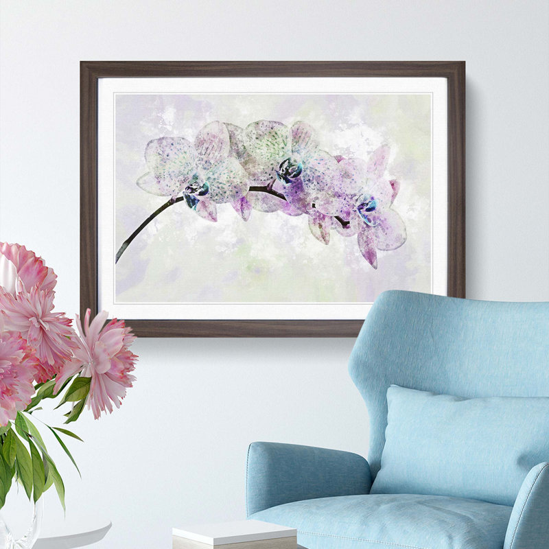 Colourful Orchids in Abstract - Picture Frame Graphic Art Print, Walnut Framed, 62cm H x 87cm W x 2cm D