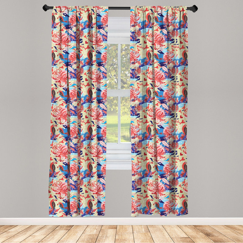 Birds Semi-Sheer Rod Pocket Sliding Panel, 28" x 95"