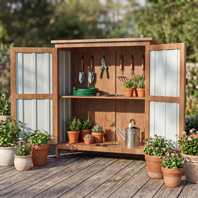 Outdoor Storage Cabinet, Lockable Garden Shed With Adjustable Shelf, Weatherproof Tool Storage Cabinet For Yard Lawn Pool, Black