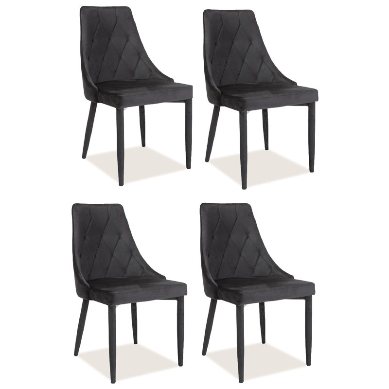 Ringold 48cm H Velvet Upholstered Side Chair, Black, Black