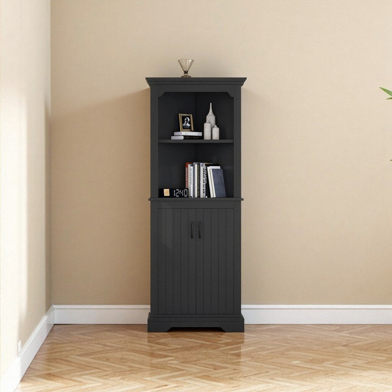 Armoire de coin de 70 po de hauteur avec portes et tablettes pour salle de bain 28,3 po x 15,4 po x 69,4 po