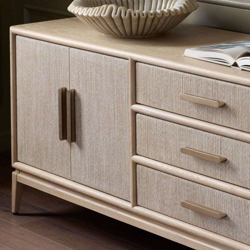 ROSENELL Solid Wood Media Console, Natural