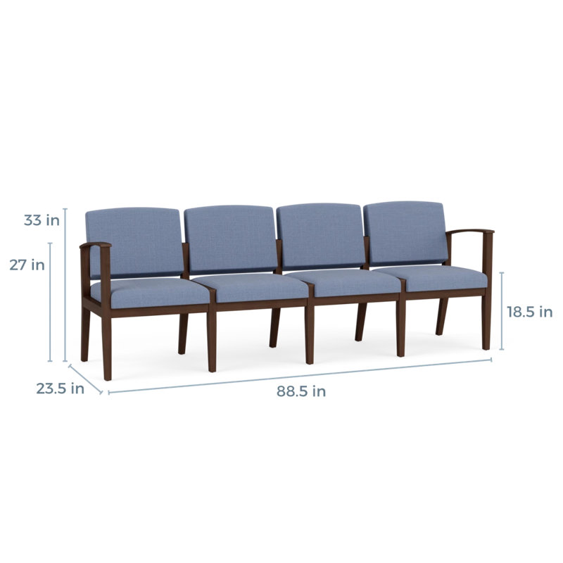 Siège tandem 4 places Amherst, Noyer Riftwood, Chambray bleu marine clair
