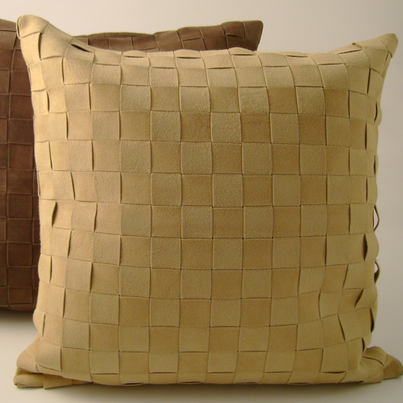 Irwin Suede Lattice Weave Square Cushion with Feather Filling