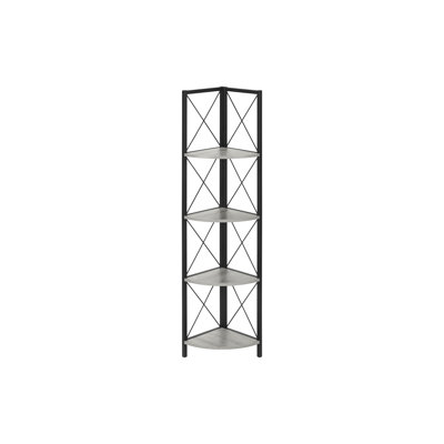 Space 4 Tier Bookcase In Grey Laminate - Black Metal Stand For Office & Bedroom