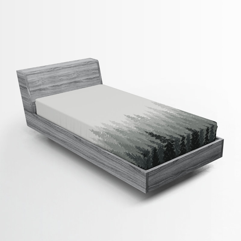 Ensemble de 2 draps-housse Ambesonne Forest Wilderness, Drap-housse de taille simple