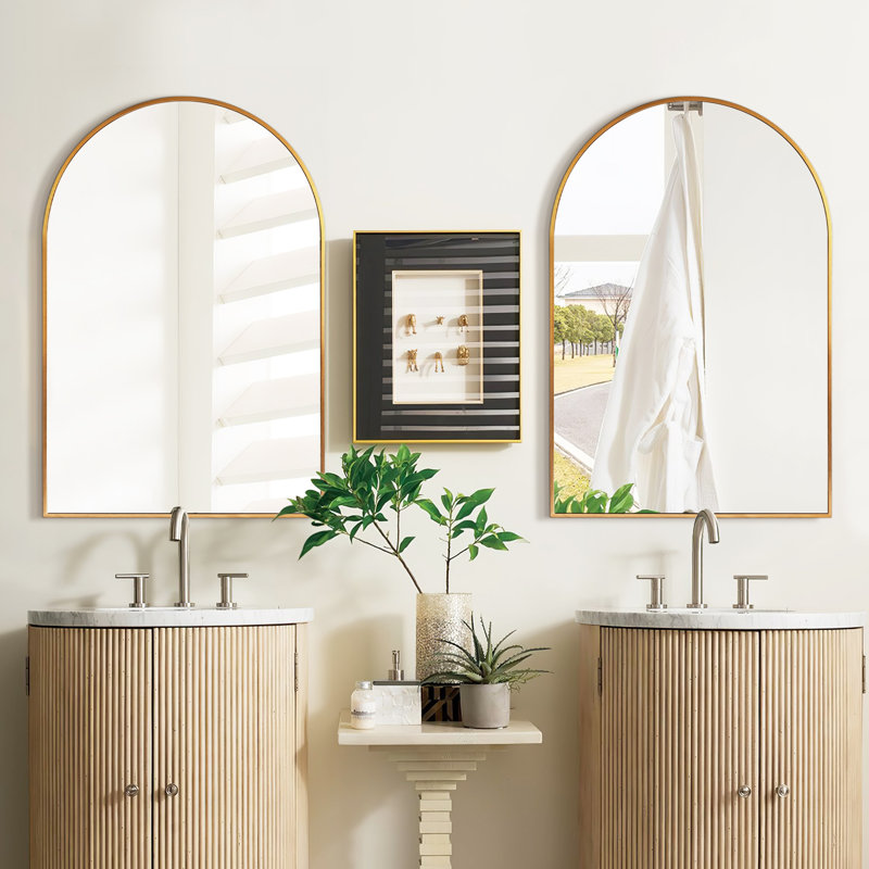 Arch Metal Arched Wall Mirror, Gold, 30'' x 20''