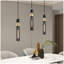 Lustre suspendu moderne 25 po noir et or à 3 lumières, lumières suspendues réglables avec abat-jour cylindriques en maille, base E26, idéal pour la salle à manger, l'îlot de cuisine ou le salon (sans ampoules)