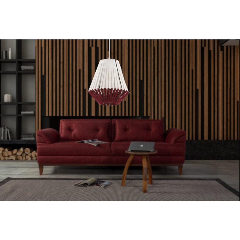 Elegant Metal Chandelier with Macrame Rope Cap, 10.2 x 10.2 x 11.8 inches | Adjustable Height Up to 23.6 inches | E27 Socket, Max 40W | Stylish White & Red Design, CE Certified | Perfect for Dining Room & Living Spaces