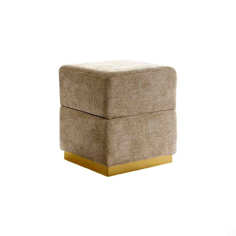 Tabouret de rangement d'appoint avec base plaquée or en acier inoxydable, Gris