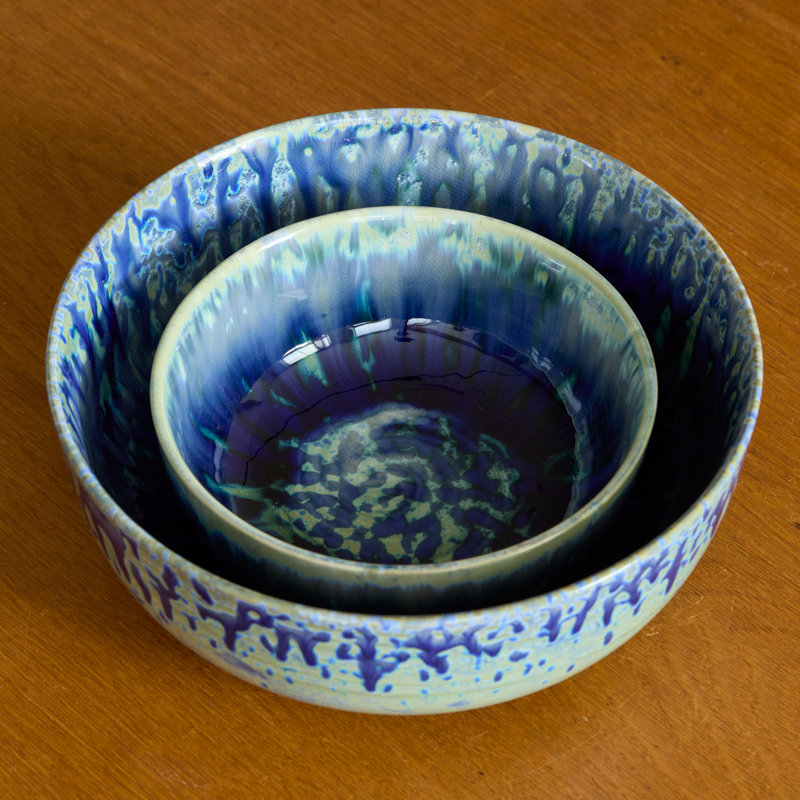 Hanami Stoneware Serving Bowl, Blue
