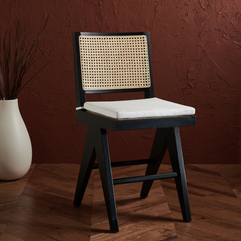 Tabouret de bar Garett Colette, Noir/naturel, Petit tabouret (siège d'une hauteur de 22,1 po)