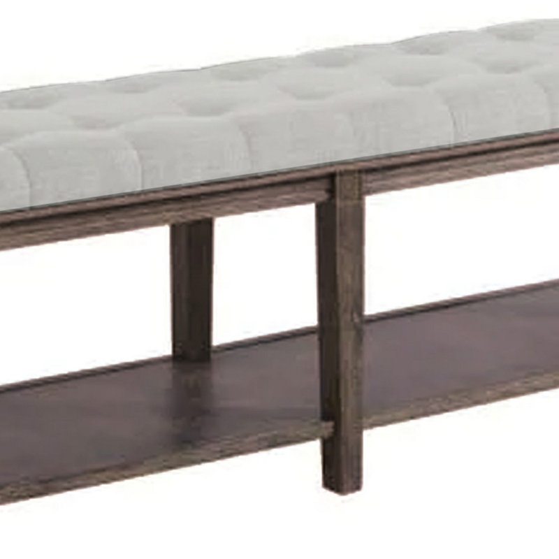 Tynes Linen Upholstered Storage Bench, Brown