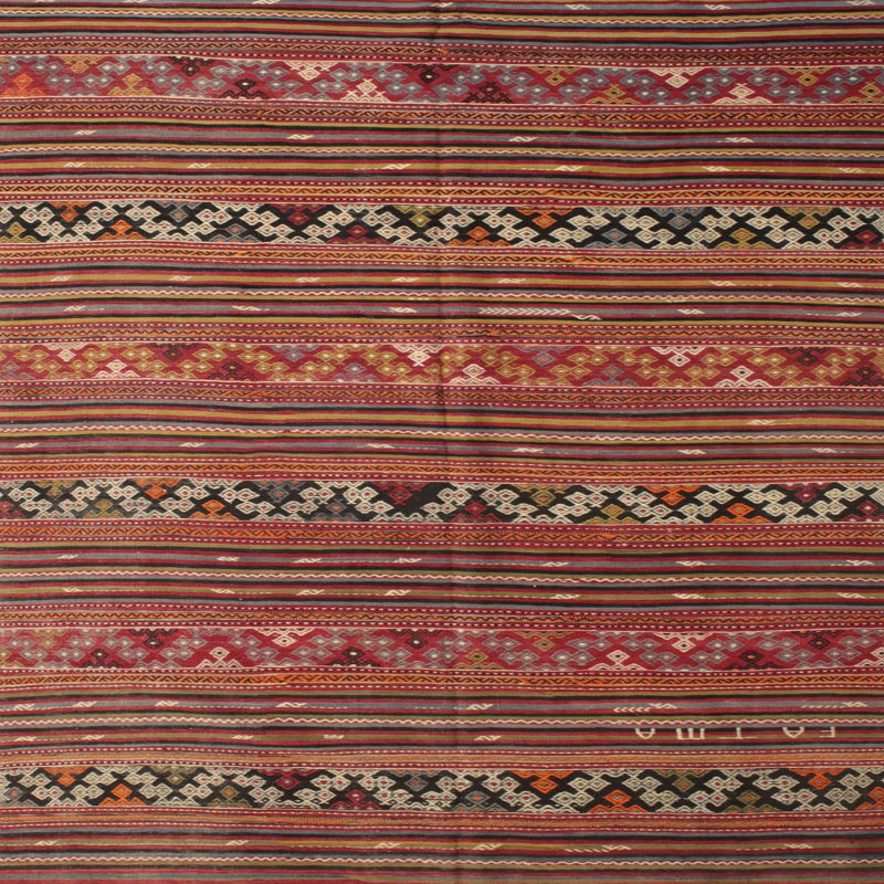 Tapis contemporain brun / rouge, Carré 6 pi