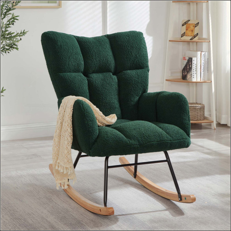 Fauteuil berçant et oscillant rembourré et rembourré en tissu, Vert