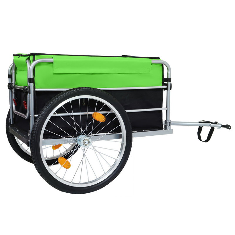 Bike Cargo Trailer Aluminum Luggage Cart 20" Wheel Folding Groceries Hauler With Safe Hitch System Removable Cover