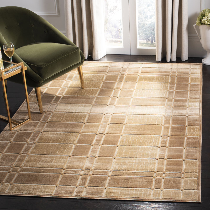 Tapis taupe tissé à la machine Scharff, Rectangle 8 pi x 11 pi 2 po