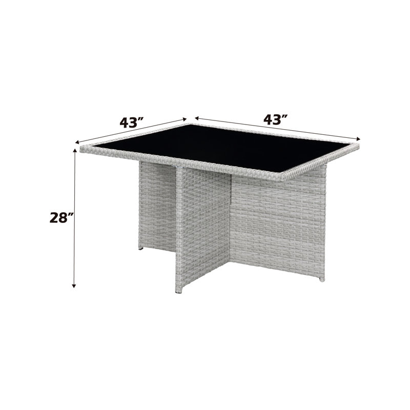 9 pièces en tissu bleu et bistro - 4 chaises, repose-pieds, table avec repose-pieds et