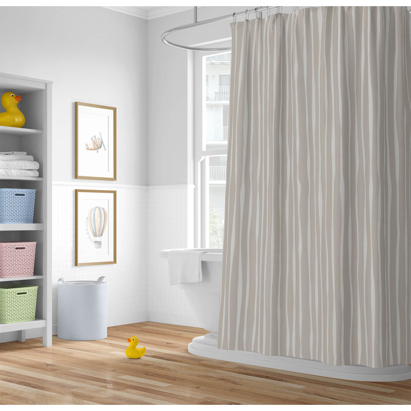 Sploog Ultra-Thin Lightweight Shower Curtain, Taupe Striped 2