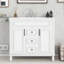 Meuble-lavabo moderne de 36 po avec lavabo supérieur, rangement spacieux, portes et tiroirs à fermeture en douceur, lavabo en céramique durable