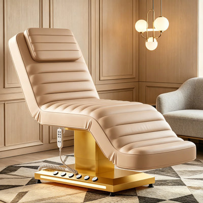 Lit spa de luxe entièrement électrique, table de massage esthéticienne 550 lb avec lumières DEL, hauteur et angle motorisés réglables pour le visage et le traitement, rose kaki