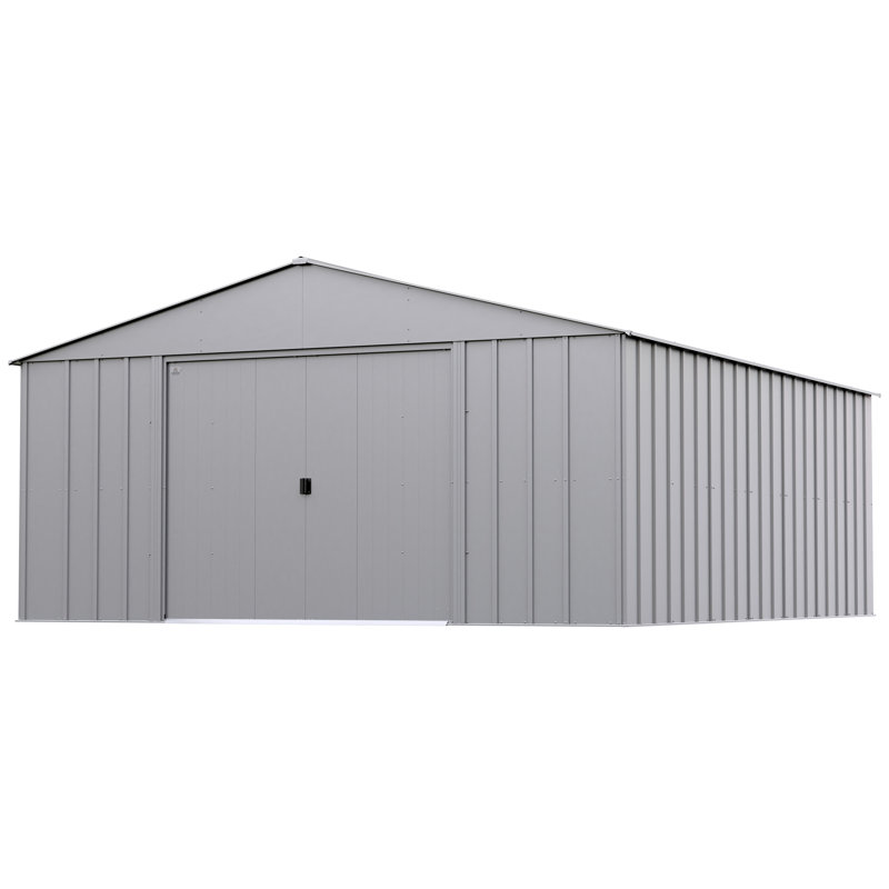 Large Flute Grey Steel Outdoor Storage Shed