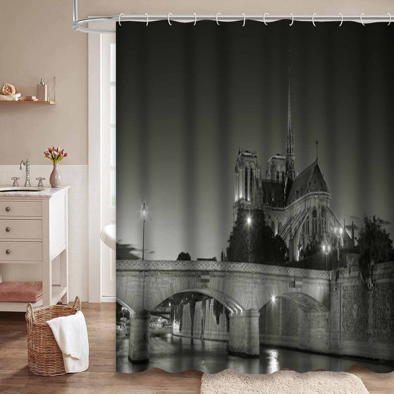 Rideau de douche cathédrale avec 12 crochets Cathédrale Paris, L 72 po x l 72 po