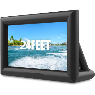 24Ft Inflatable Outdoor Movie Projector Screen, Front & Rear Projection with Quiet 250W Blower, Stakes, Ropes & Storage Bag for Backyard Theater