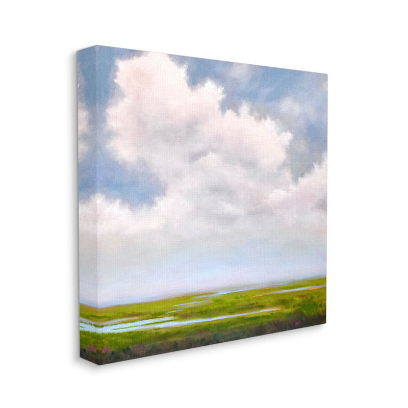 «Panoramic Meadow Horizon Clouds» par Catherine Andersen - peinture sur toile tendue, H 17 po x l 17 po x P 1,5 po