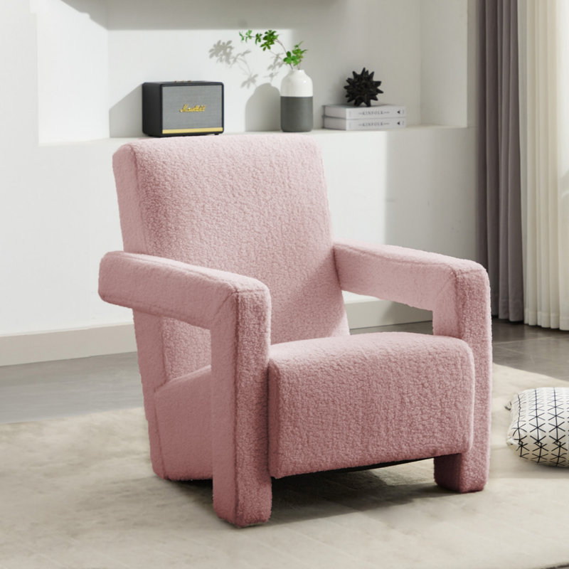 Fauteuil d'appoint rembourré en laine d'agneau moderne, Gris