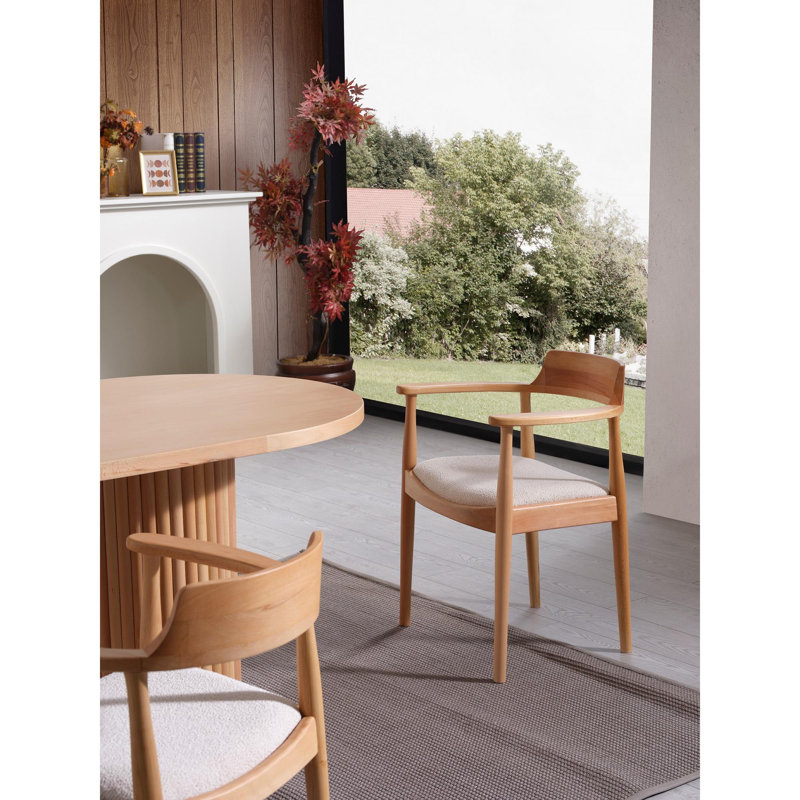 Modern 4-Piece Dining Table & Chairs Set, Natural Beech Wood, 67.0 x 29.5 x 35.4 inches | Durable MDF Coated Top, Elegant Scandinavian Design | Perfect for Family Gatherings & Stylish Dining Rooms