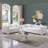 Clifford 87.01'' Luxury Velvet Sofa Upholstered Living Room Couch with 2 Pillows, White-780009926-780009927