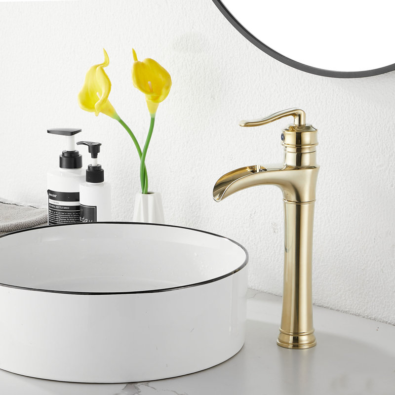 Single-handle Bathroom Faucet with Drain Assembly, Brushed Gold