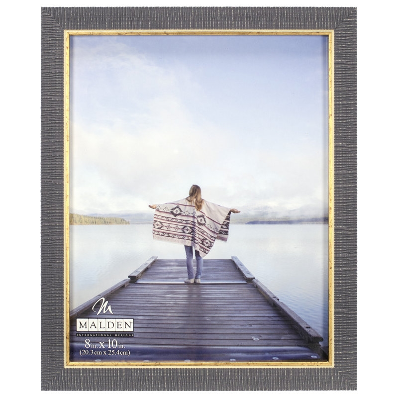 8x10 Charcoal Gray and Gold Tabletop Picture Frame