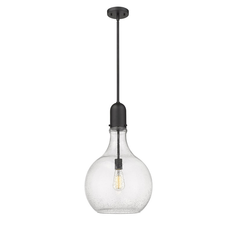 Luminaire suspendu à globe unique à 1 lumière, Ampoule non incluse, H 55,75 po x l 13,75 po x P 13,75 po, Noir mat