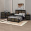 Ensemble de chambre à coucher 4 pièces, lit plateforme de ferme avec décoration en bois, table de chevet et commode avec poignée en métal-112402304-112402307