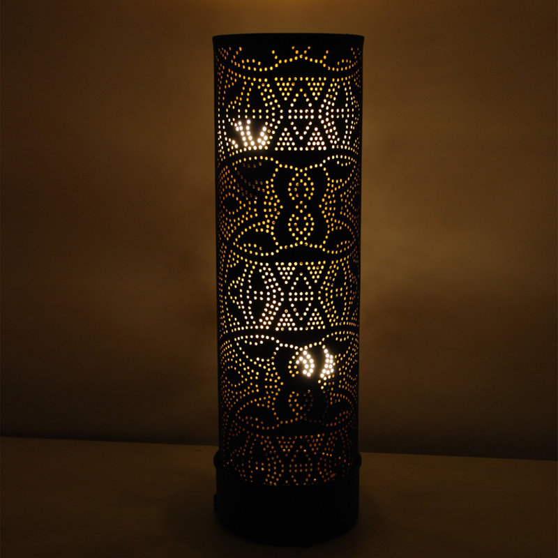 Cervantez 98cm Column Floor Lamp, Black/Gold