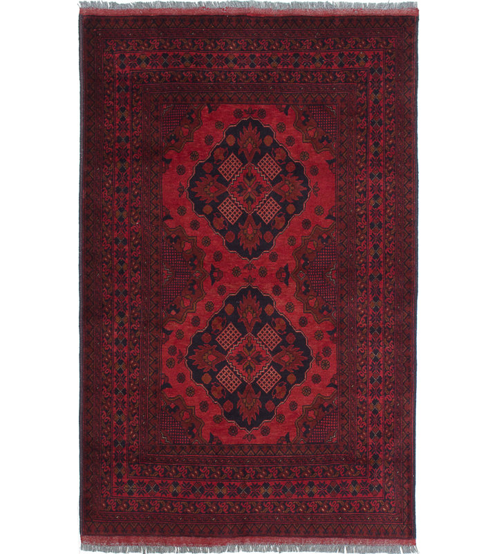 Tapis de bois one-of-kind à la main-noué la 2010 esari rouge 4 pi x 6 pi "laine" Jovany