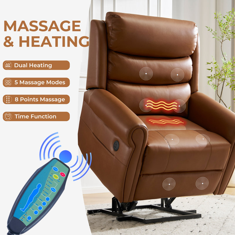  Power Lift Recliner Chair For Elderly With Massage And Heat, Lay Flat Recliner For Big And Tall, Camel, Yellow