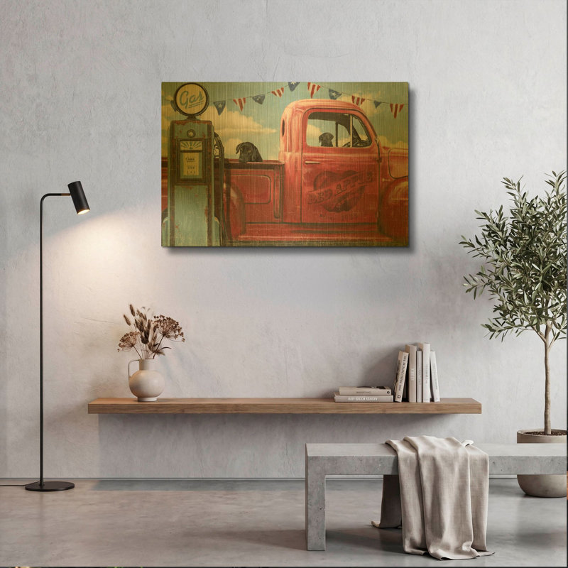 « Allons faire un tour ! » de James Wiens, tableau mural en métal doré, 91,4 cm x 61 cm, 36 po x 24 po