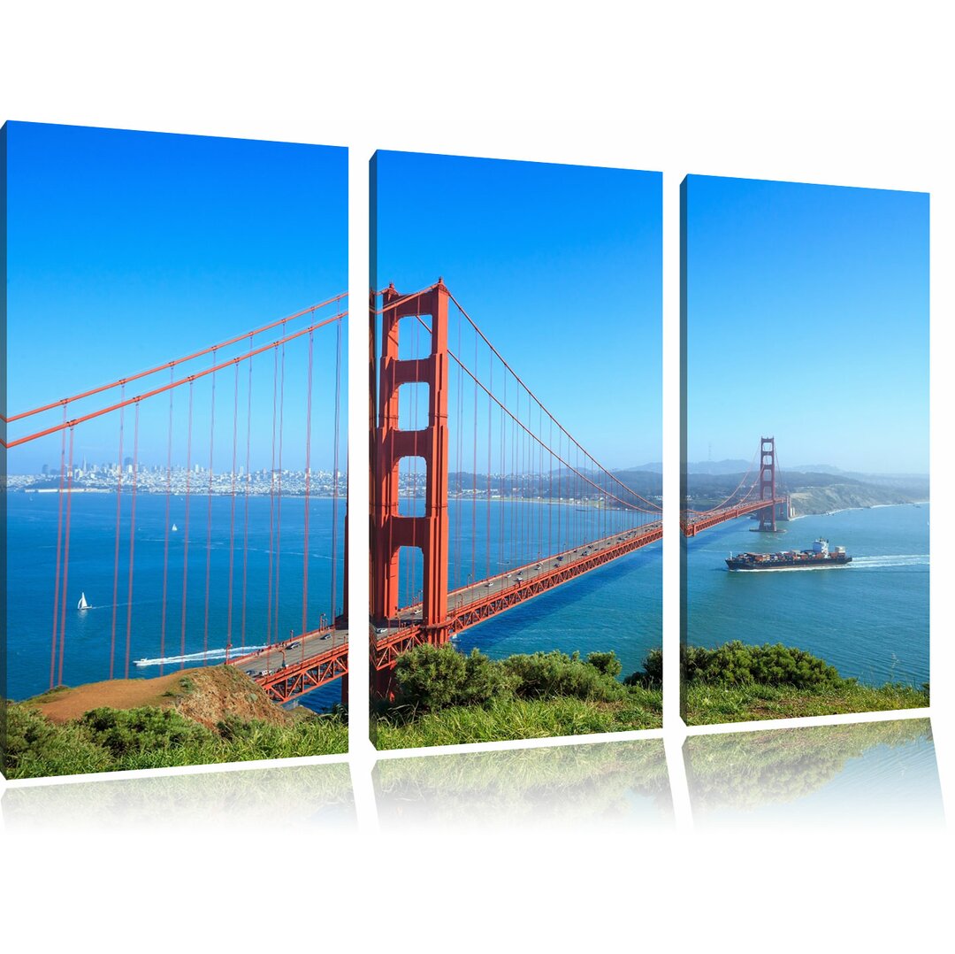 3-tlg. Leinwandbilder-Set „Golden Gate Bridge in San Francisco", Fotodruck