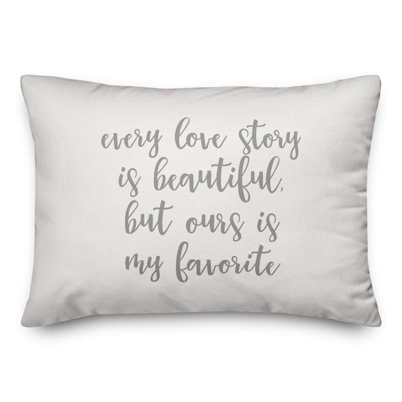  Coussin décoratif "Every Love Story Is Beautiful", Gris / blanc