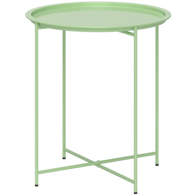 Outsunny Round Small Garden Table Removable Tray