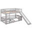 Lit superposé simple avec glissade, lit simple superposé simple avec clôture et échelle pour enfants adolescents gris