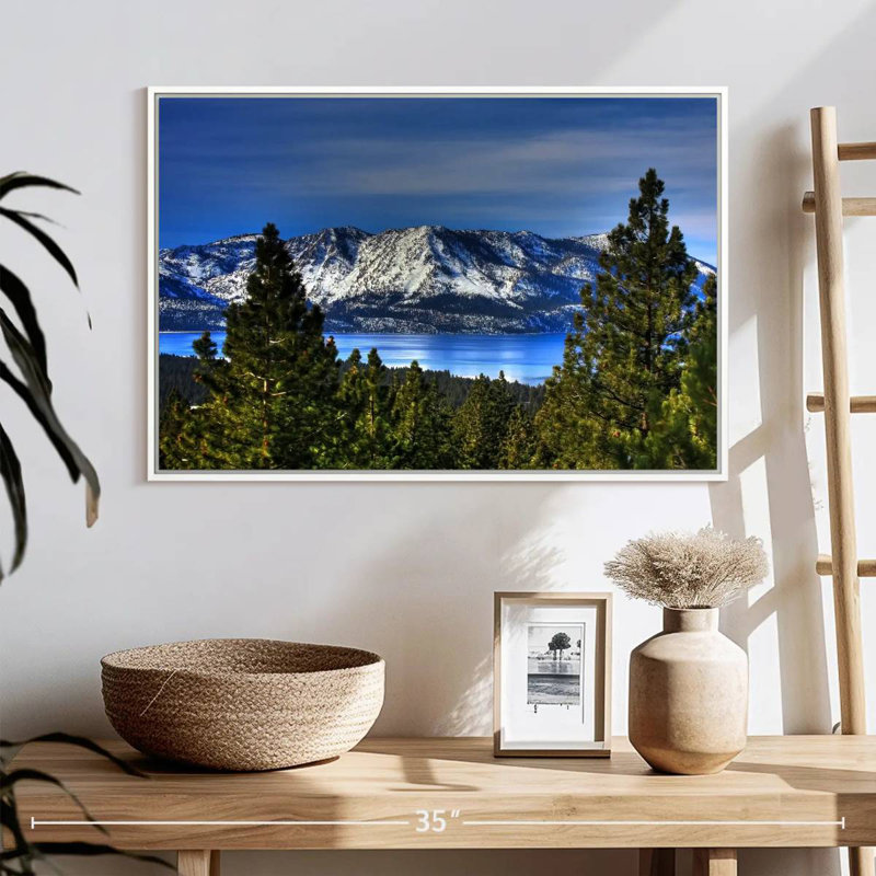 Lac Tahoe, Sierra, 25 po x 17 po, Cadre flottant blanc