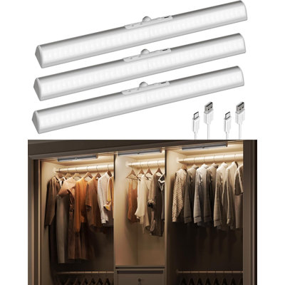 15" Wireless Motion Sensor Under Cabinet Light with Rotatable Sensor (Set of 3)