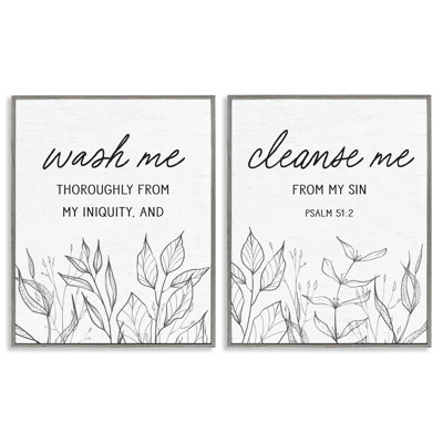 Wash & Cleanse Me Scripture 2pc Framed Giclee Set, design by Lettered and Lined