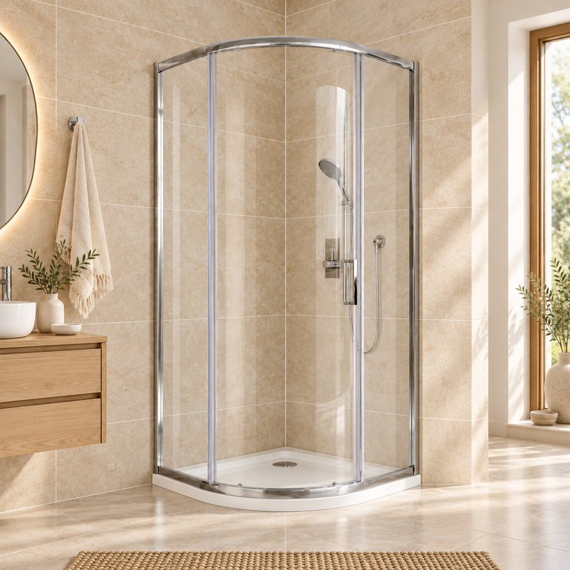 Feora Semi-Frameless Shower Enclosure, 900mm W x 760mm D