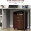 Support mobile pour imprimante et armoire de rangement brune avec tiroir, beaucoup d'espace pour les dossiers de bureau, mécanisme de verrouillage à 4 roues, s'adapte sous la plupart des bureaux, panneau de particules