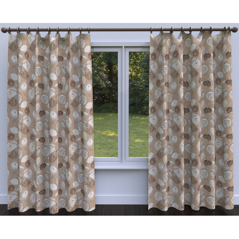 Tissu tweed feuilles et roses, Beige